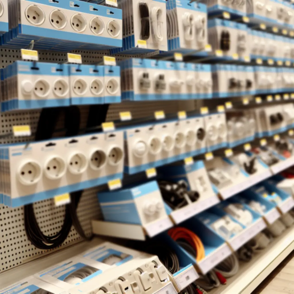 Kiemelt elektromos termékek letisztult, ipari stílusú bemutatófelületen